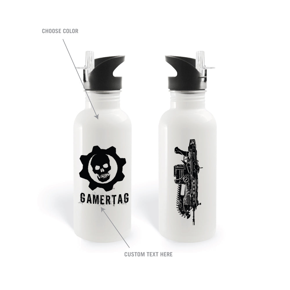 Gears of War Personalized 20 oz Screw Top Water Bottle with Straw