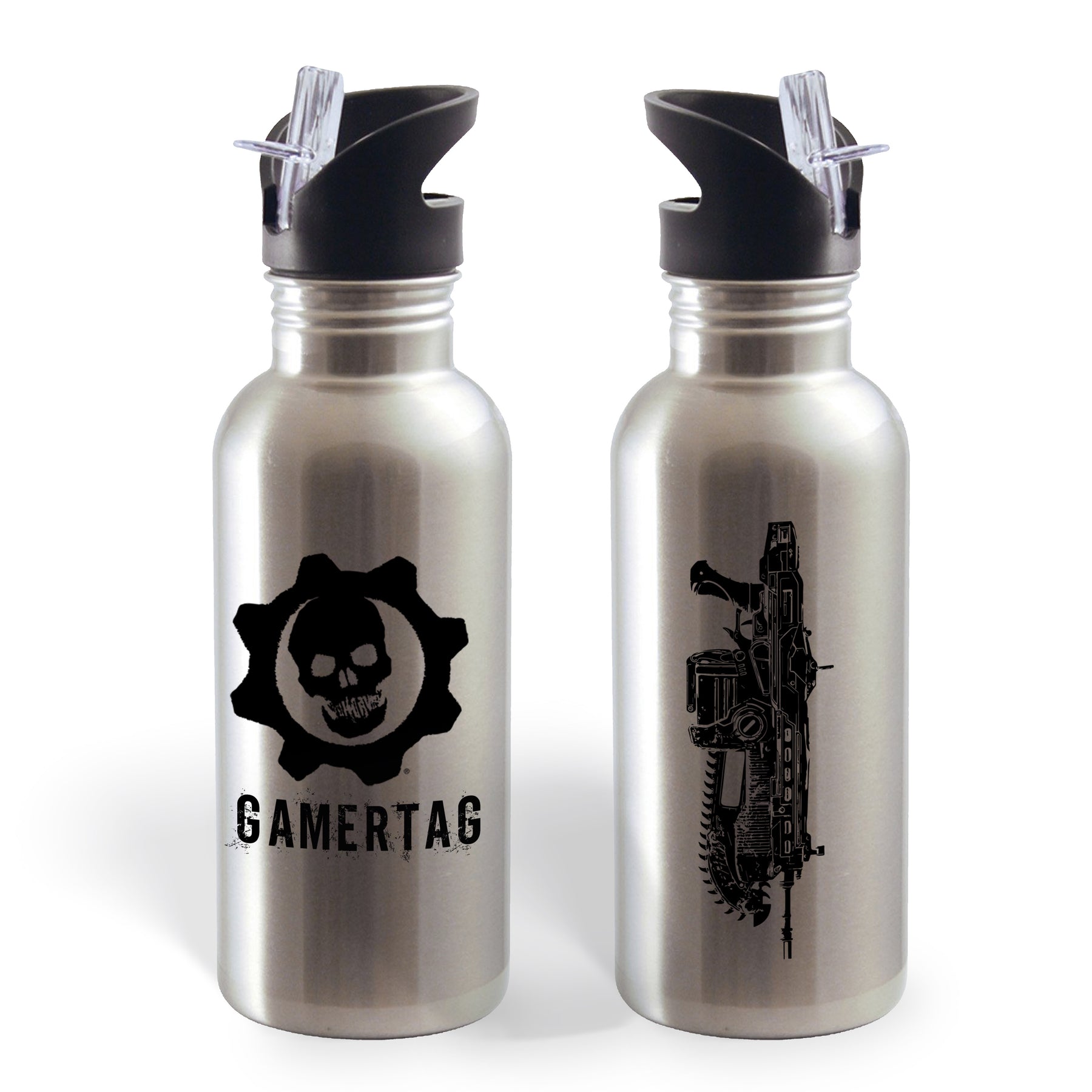 Gears of War Personalized 20 oz Screw Top Water Bottle with Straw